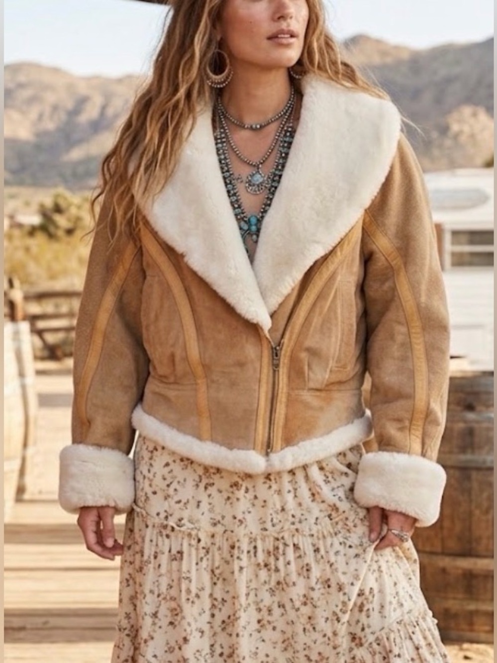 Vtg wilson aviator leather puff jacket fur 80/90’s retro mobwife western boho